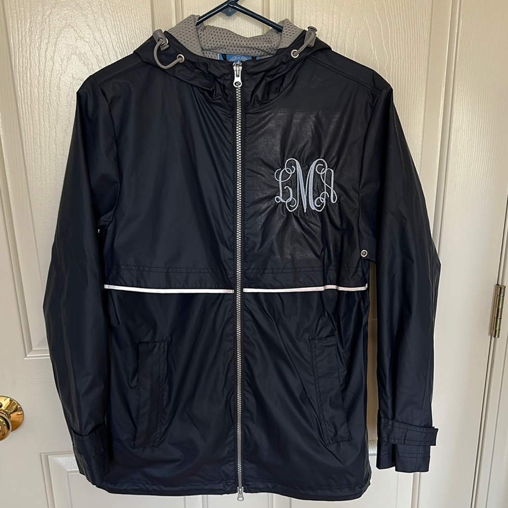 Navy Monogrammed Rain Jacket